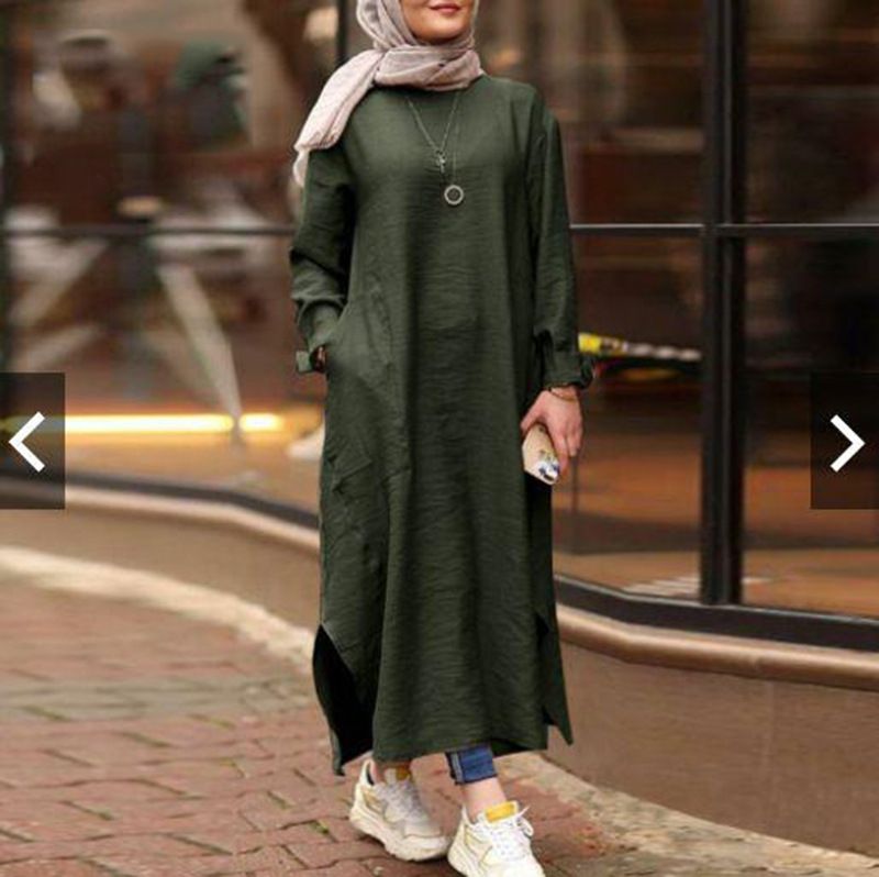 Wholesale traditional Muslim Clothing Turkey Solid Islamic Abaya Dubai Long Muslim dress For Women With Belt