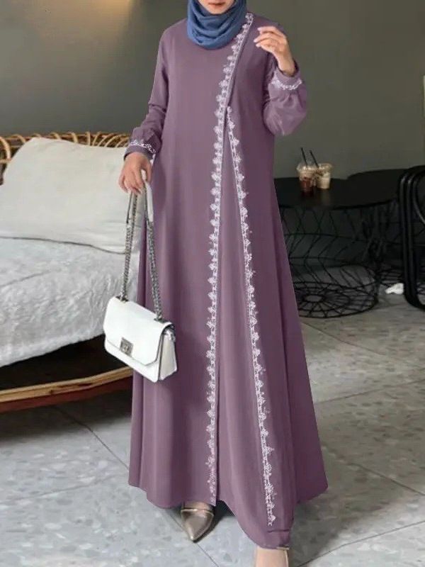 Muslim Abaya Dress Long Sleeve Chiffon casual loose abaya muslim dress Middle East Islamic Robe For women clothing