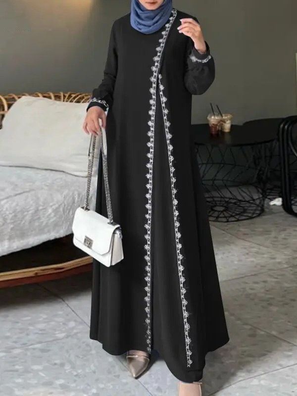 Muslim Abaya Dress Long Sleeve Chiffon casual loose abaya muslim dress Middle East Islamic Robe For women clothing