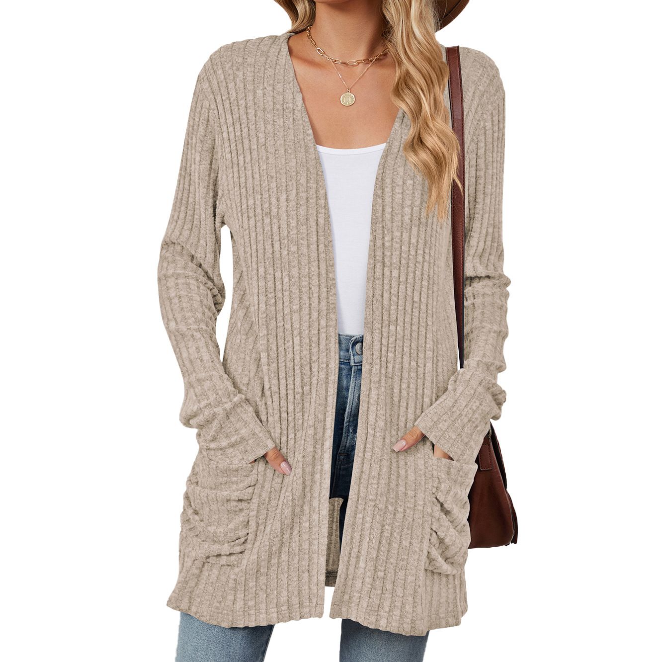Custom Private Label Wholesale Bulk Winter Blank Oversized Knit Long Womens Cardigan Sweater