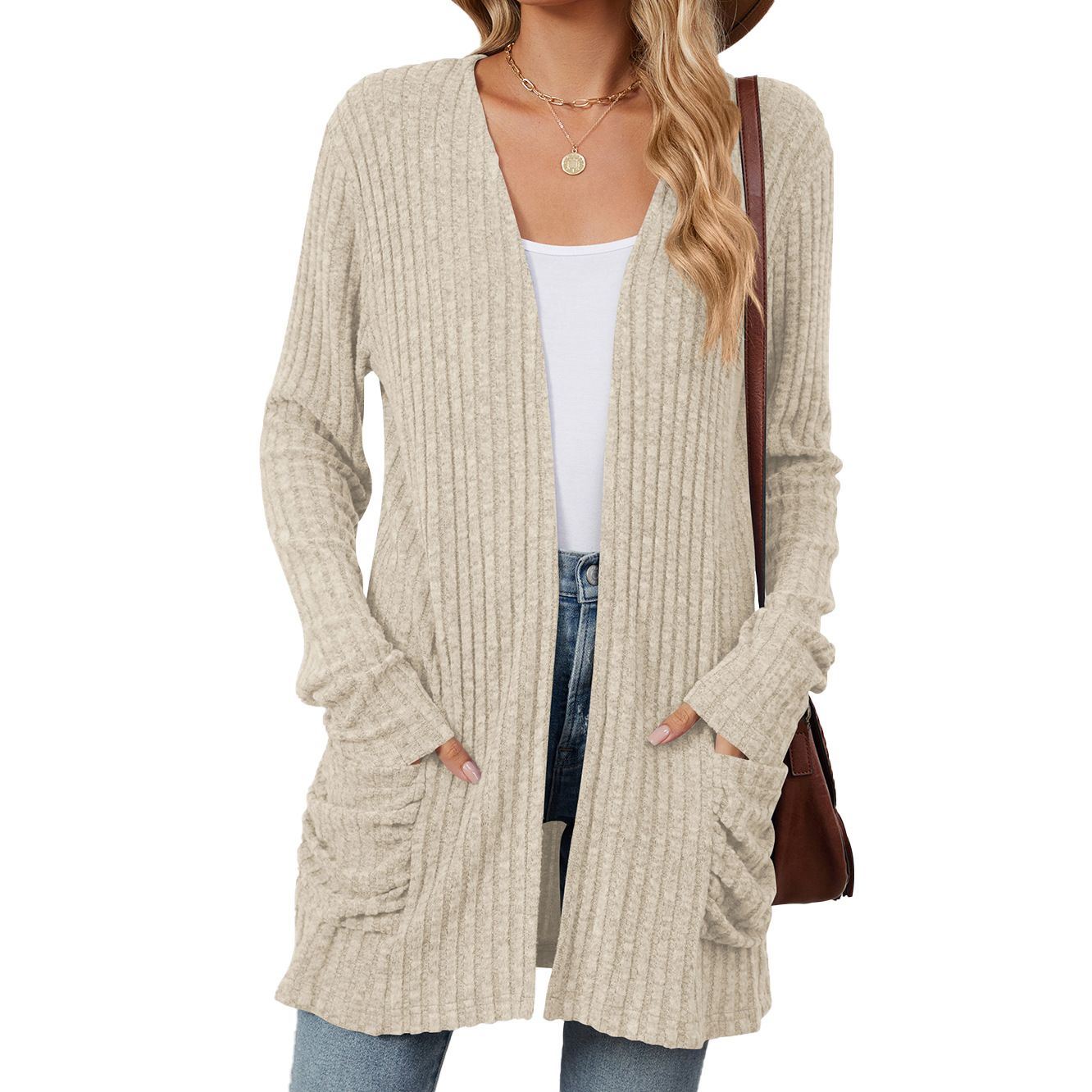 Custom Private Label Wholesale Bulk Winter Blank Oversized Knit Long Womens Cardigan Sweater