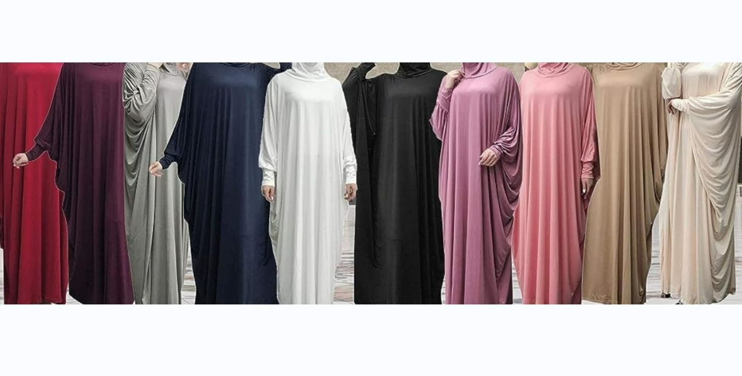 Muslim Middle East Solid Color Jersey Modest Fashion Bat Sleeve Hijab Robe Jilbab Abaya Islam Women Prayer Caftan Hooded Dress