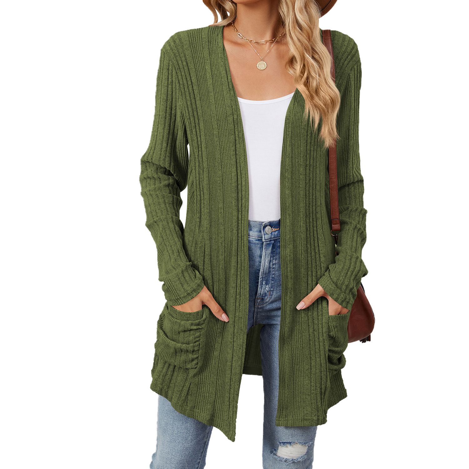 Custom Private Label Wholesale Bulk Winter Blank Oversized Knit Long Womens Cardigan Sweater
