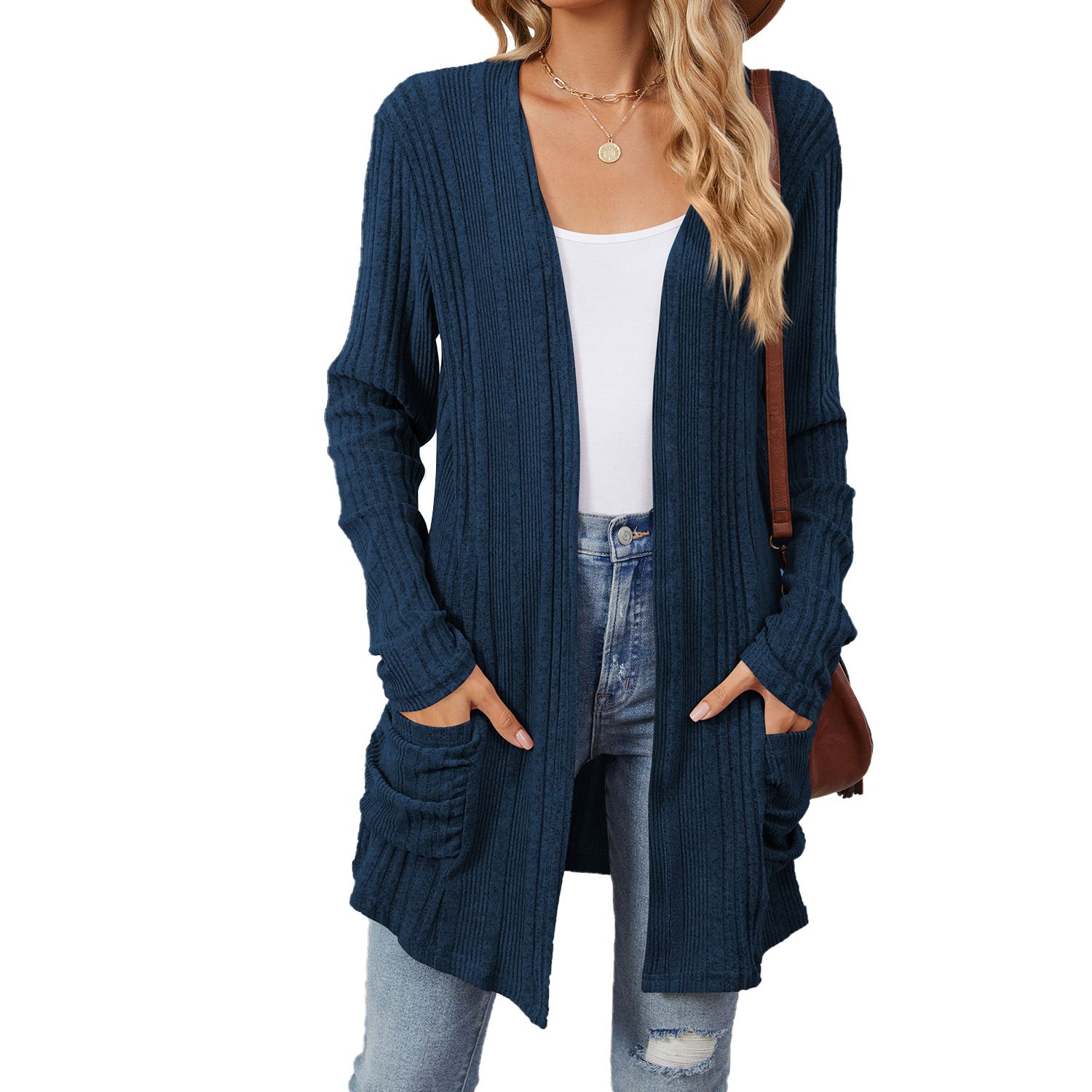 Custom Private Label Wholesale Bulk Winter Blank Oversized Knit Long Womens Cardigan Sweater