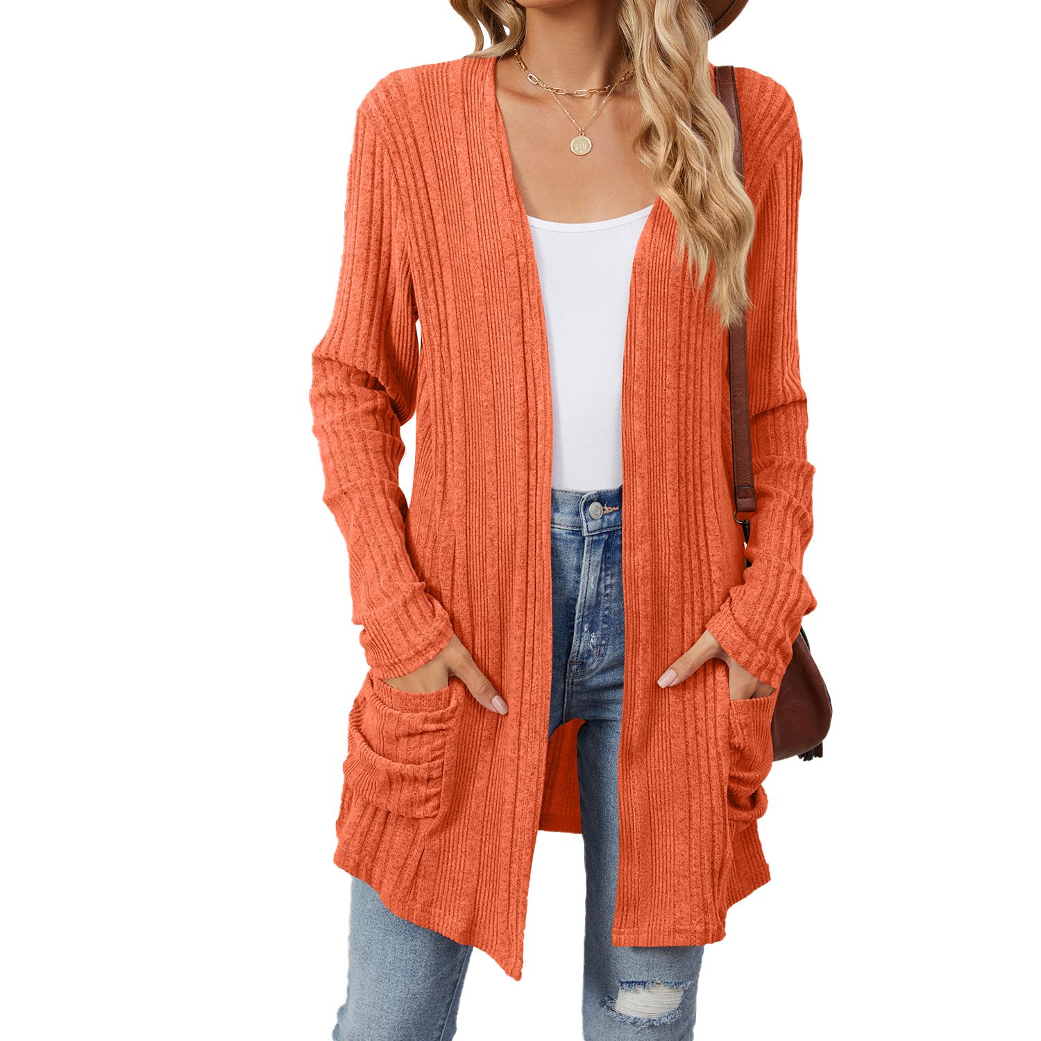 Custom Private Label Wholesale Bulk Winter Blank Oversized Knit Long Womens Cardigan Sweater