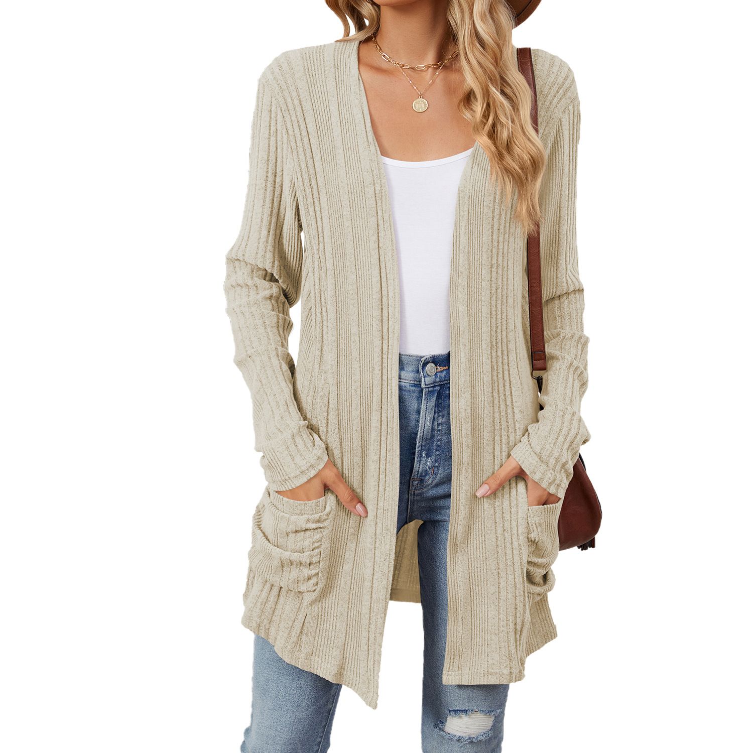 Custom Private Label Wholesale Bulk Winter Blank Oversized Knit Long Womens Cardigan Sweater