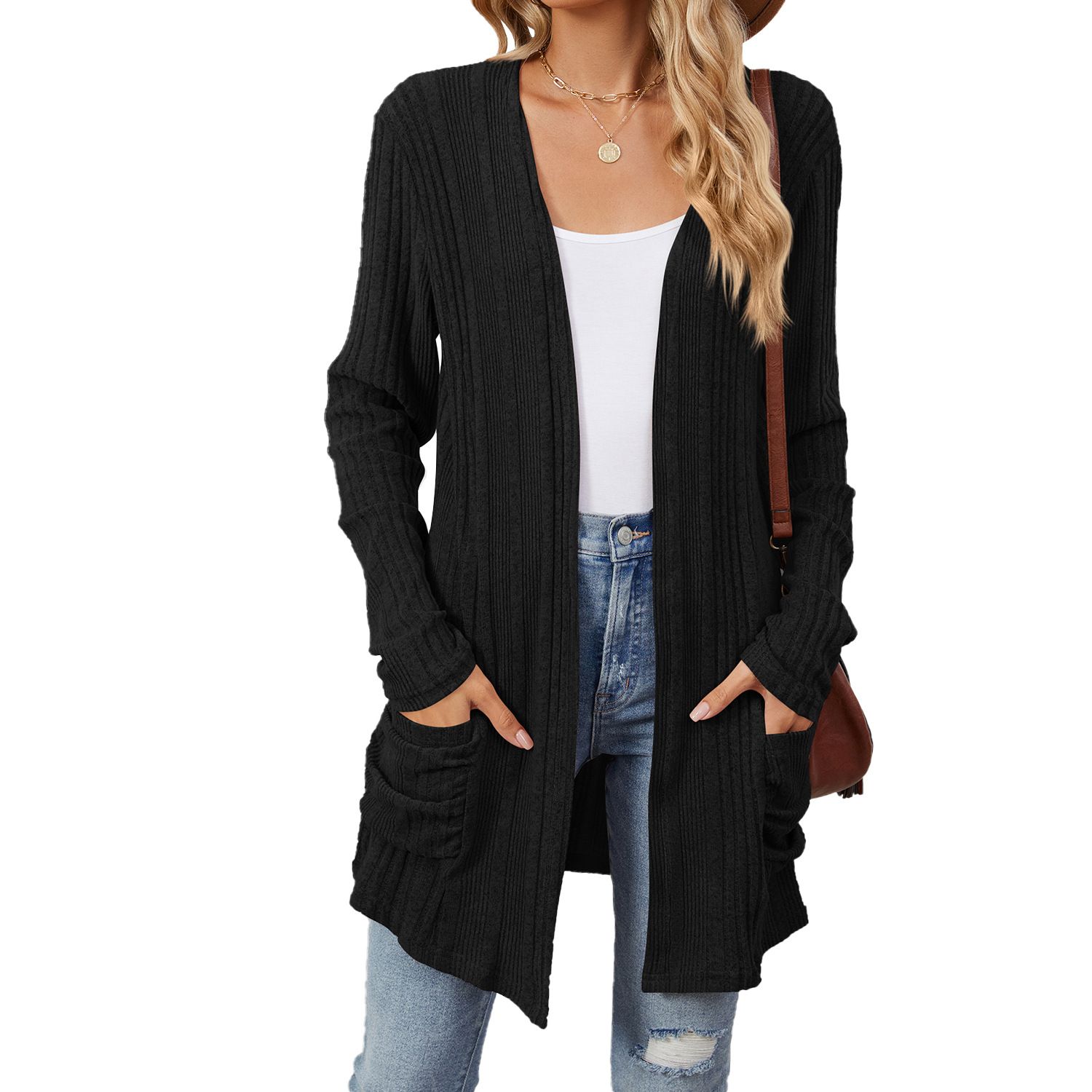 Custom Private Label Wholesale Bulk Winter Blank Oversized Knit Long Womens Cardigan Sweater
