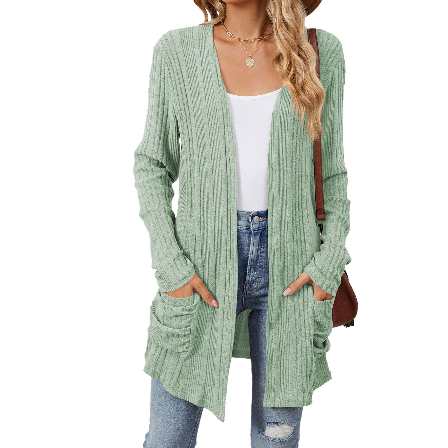 Custom Private Label Wholesale Bulk Winter Blank Oversized Knit Long Womens Cardigan Sweater