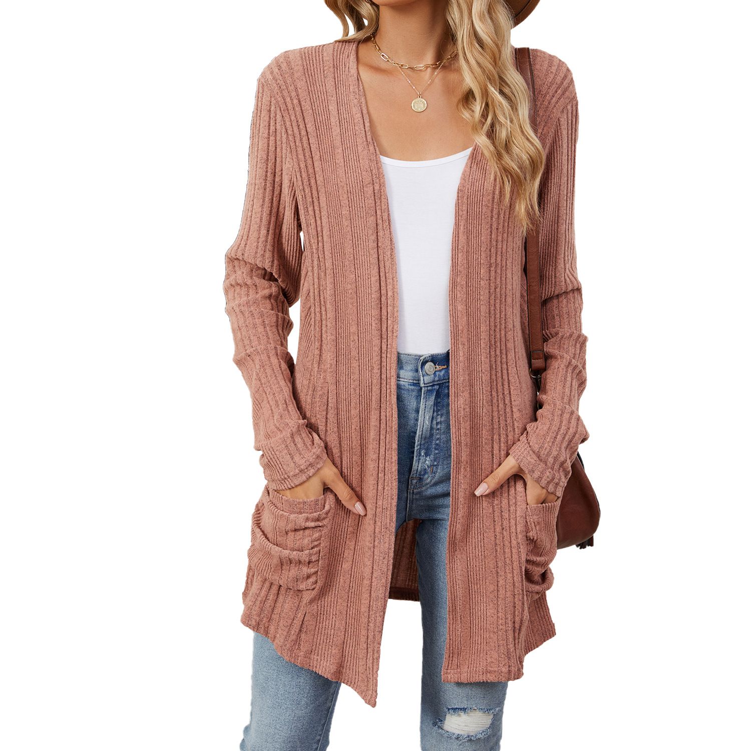 Custom Private Label Wholesale Bulk Winter Blank Oversized Knit Long Womens Cardigan Sweater