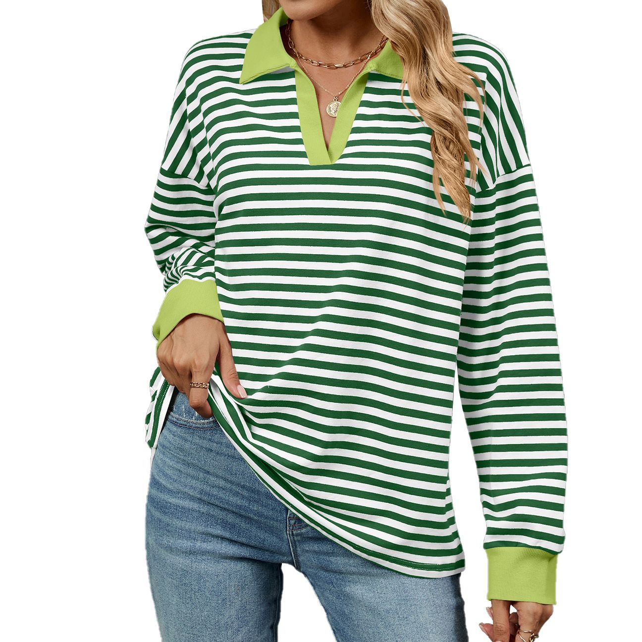 Women's Casual Autumn Winter Knitted V Neck Long Sleeve Pullover Slim Fit Basic Sweater Top Thin for Spring Season