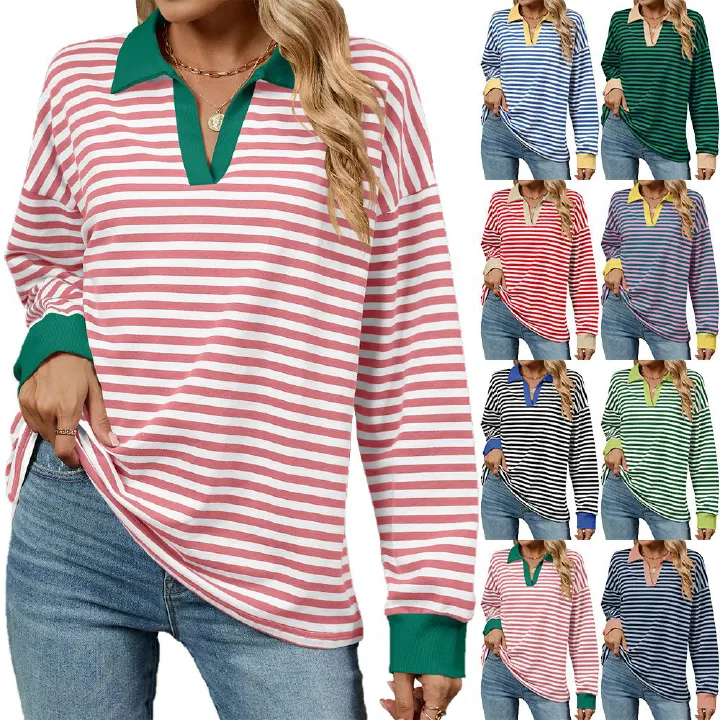 Women's Casual Autumn Winter Knitted V Neck Long Sleeve Pullover Slim Fit Basic Sweater Top Thin for Spring Season