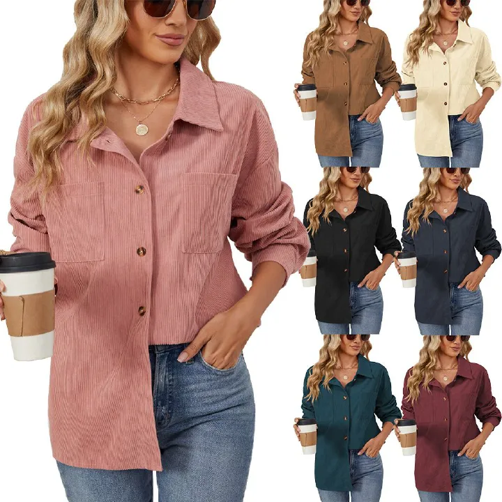 Aladal Europe and the United States cross-border foreign trade autumn winter new corduroy lapel long sleeve loos