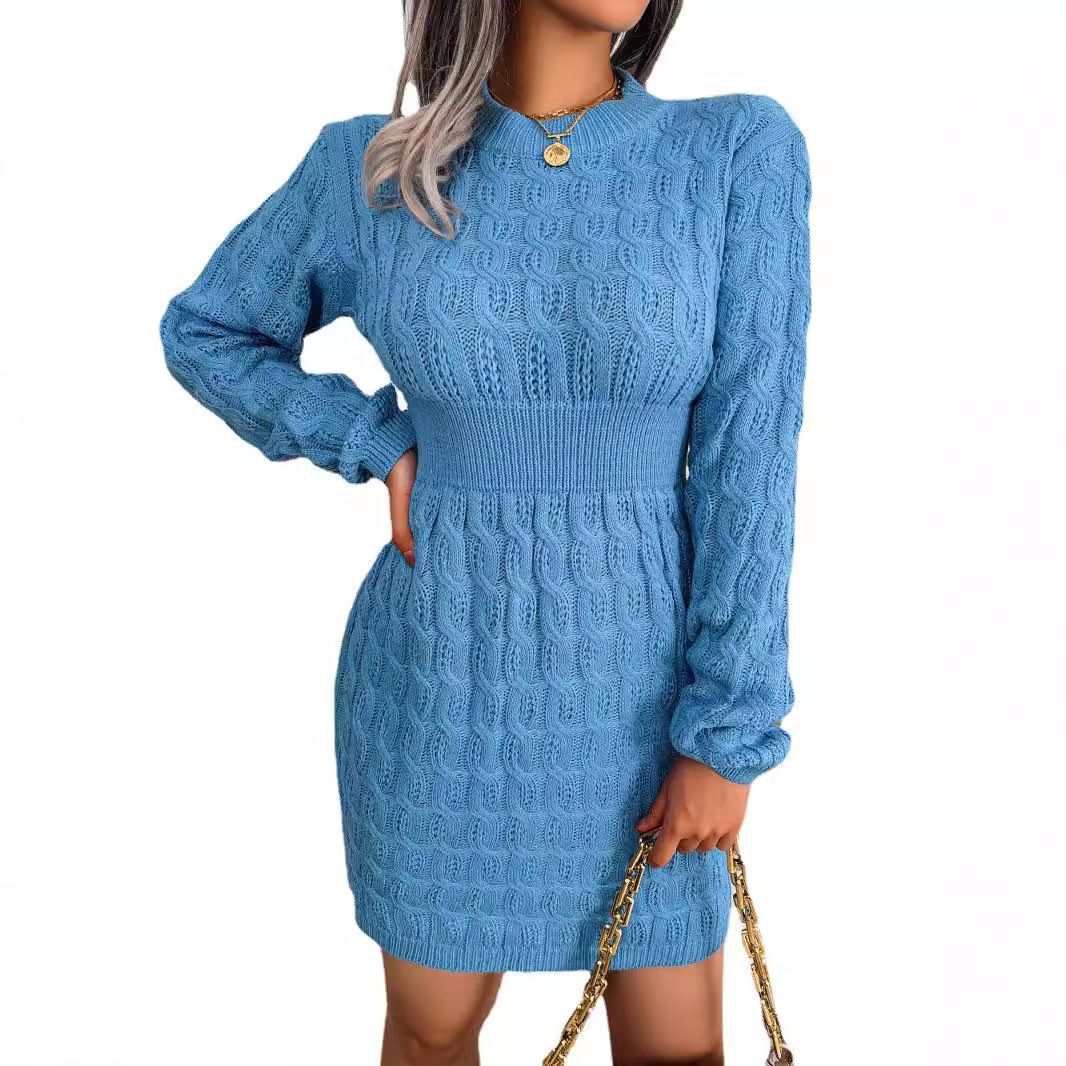 Manufacturer Supplier Women Knitted Sweater Pullover Anti-Pilling Sweater Casual Dresses Hip Skirt knitted
