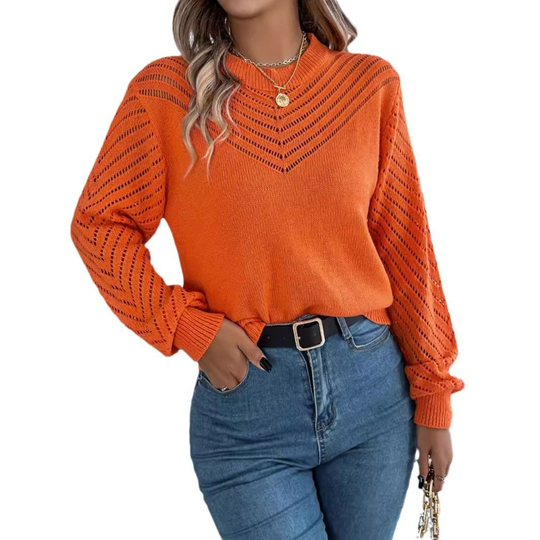 Casual Women Knit Hollow Out Crochet Sweater Long Sleeve Autumn Winter Top Pullovers Female Sexy Club Streetwear