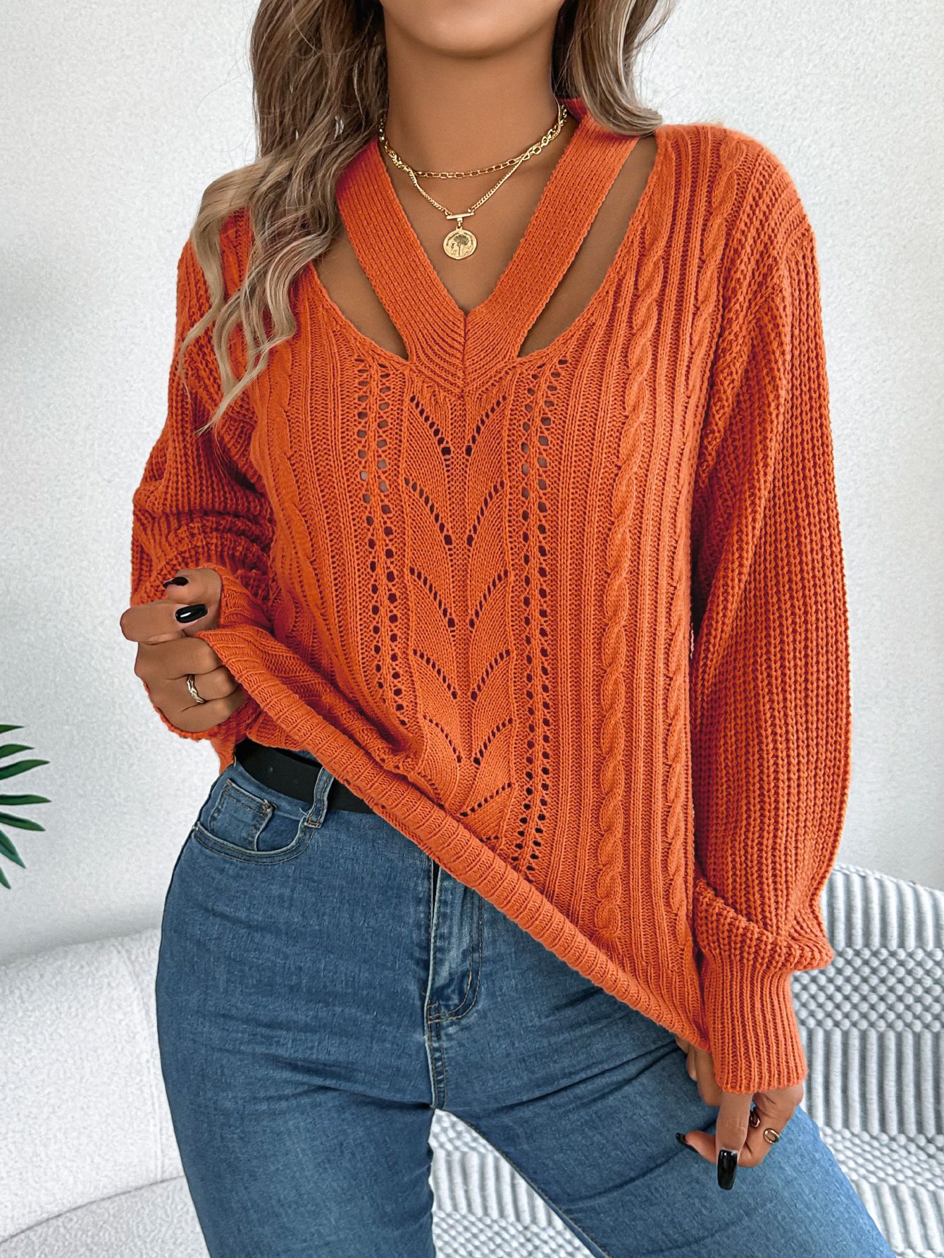 manufacturer Casual Off-The-Shoulder Knitwear Top New Winter Fashion Crew Neck Women's Sweater