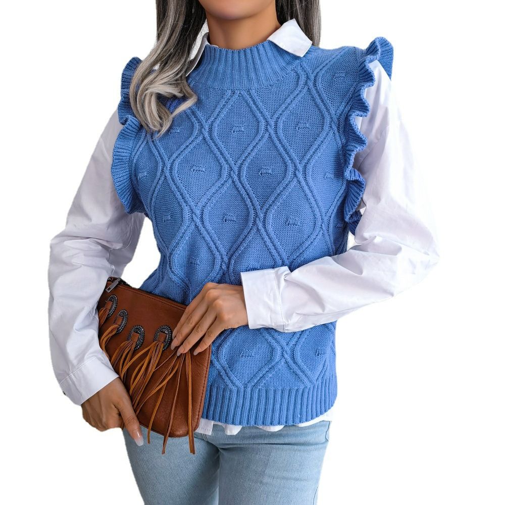 Top Outfits Knitted Sleeveless Knitwear Clothes for Ladies Custom Pullover Crochet Sweaters Women Sweater (Excluding white shirts）