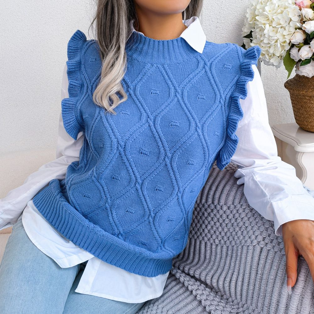 Top Outfits Knitted Sleeveless Knitwear Clothes for Ladies Custom Pullover Crochet Sweaters Women Sweater (Excluding white shirts）