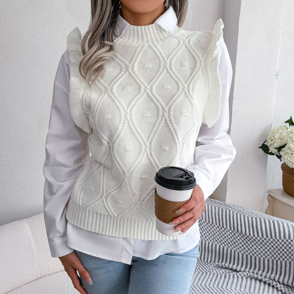 Top Outfits Knitted Sleeveless Knitwear Clothes for Ladies Custom Pullover Crochet Sweaters Women Sweater (Excluding white shirts）