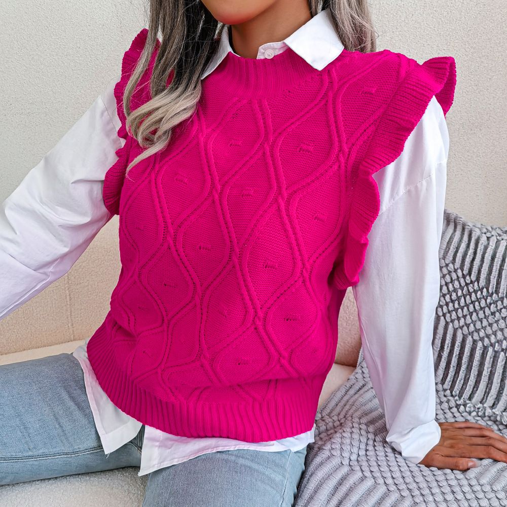 Top Outfits Knitted Sleeveless Knitwear Clothes for Ladies Custom Pullover Crochet Sweaters Women Sweater (Excluding white shirts）