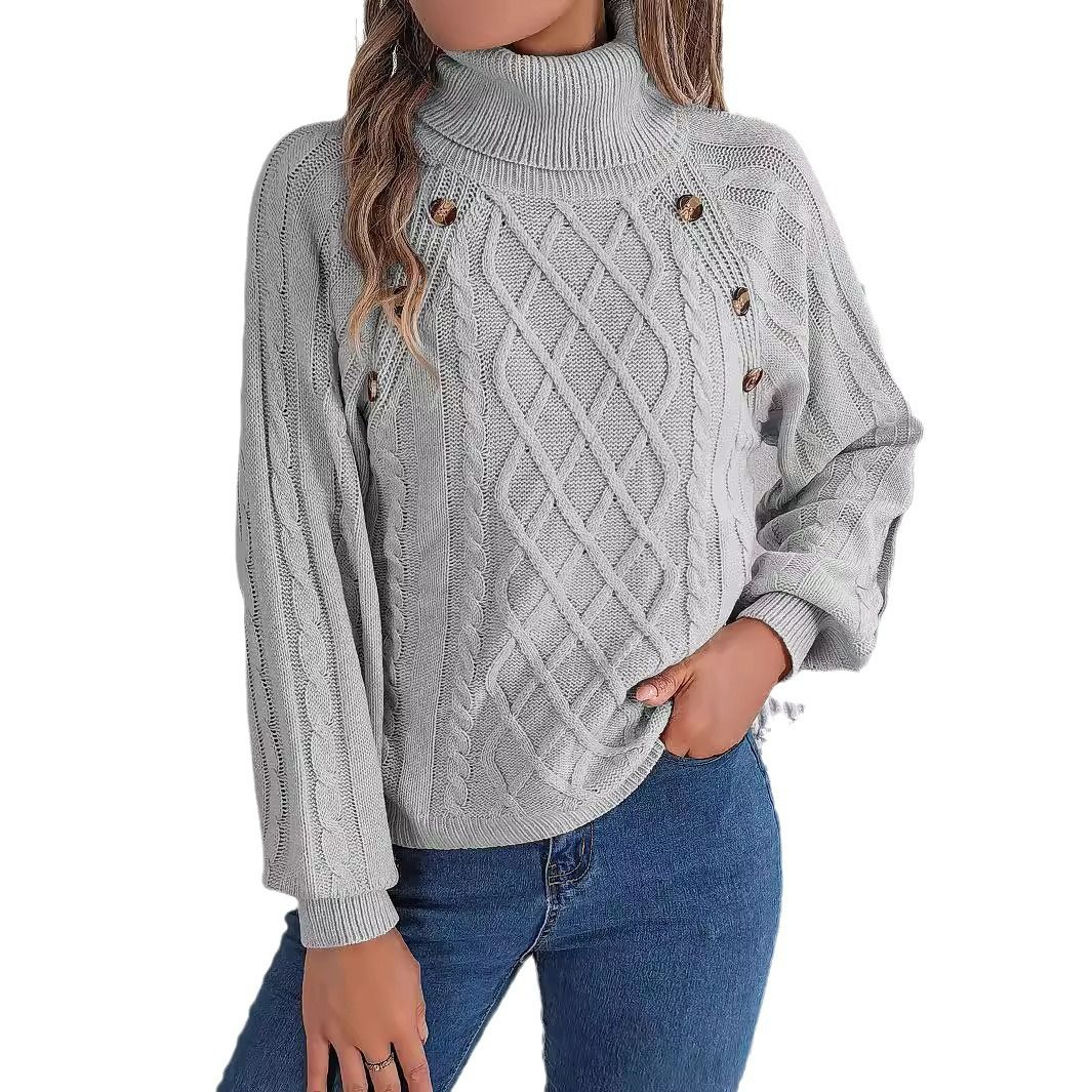 Long Sleeves Elastic Warm Knitting Turtleneck Crewneck Knit Casual Fashion Sweater Pullover Top