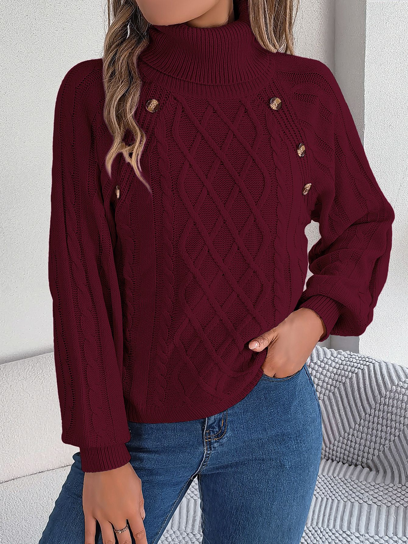 Long Sleeves Elastic Warm Knitting Turtleneck Crewneck Knit Casual Fashion Sweater Pullover Top