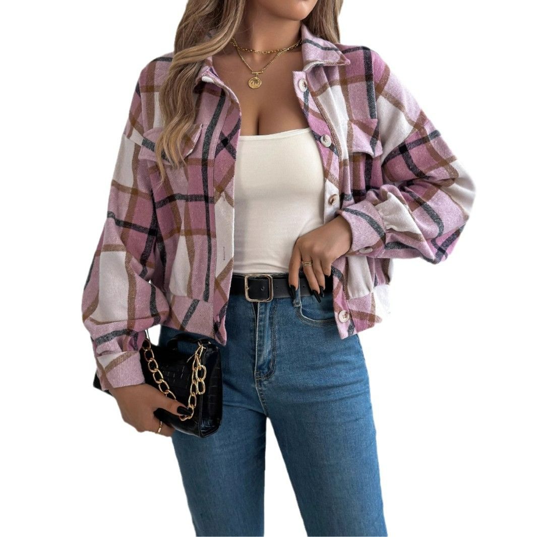 New Design Luxury Plaid Shirt Women'S Plaid Flannel Long Sleeve Shirts Casual Jacket Coats