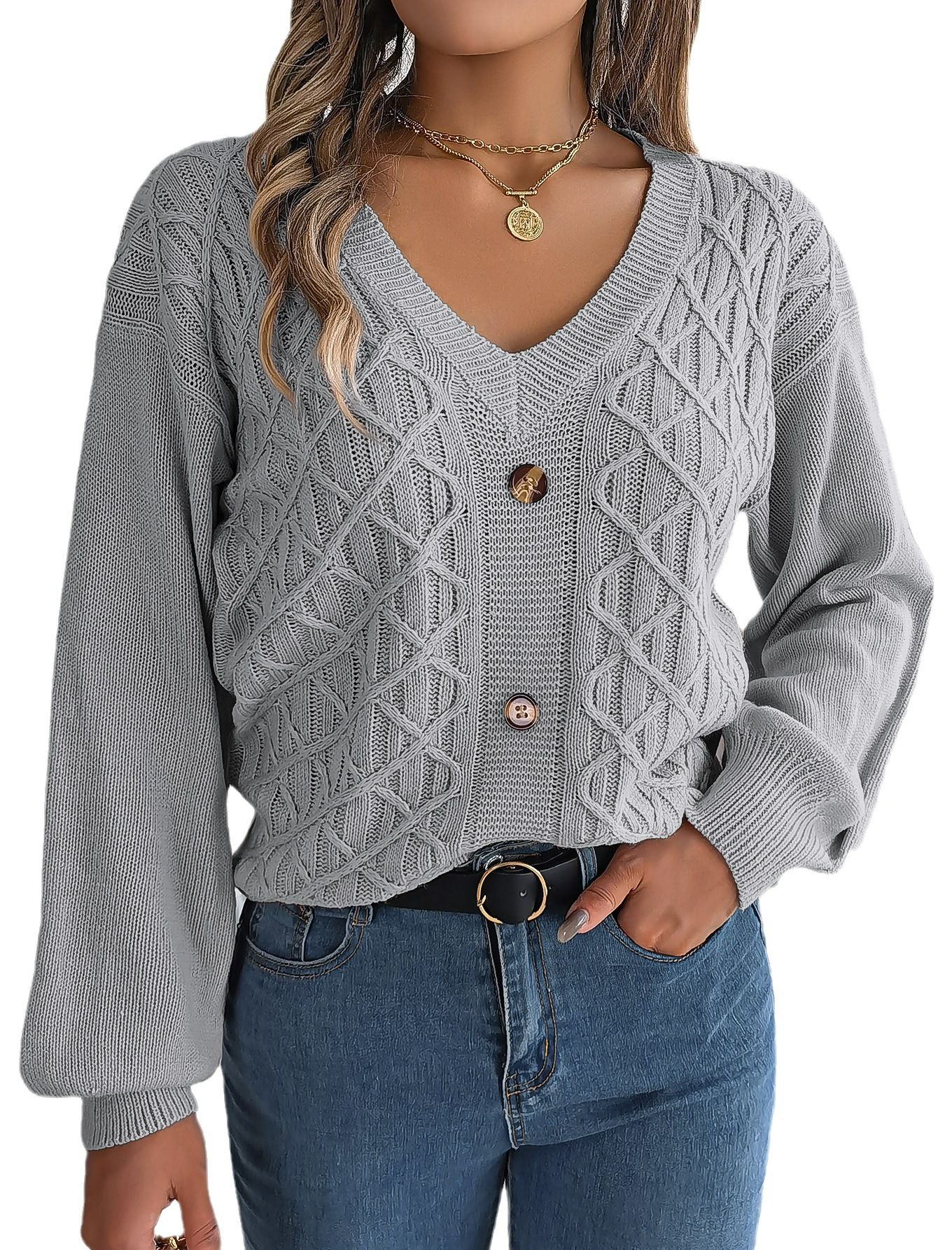 Knitwear Cardigan Sweatshirt Ladies Long Sleeve Tops T Shirt V Neck Women Pullover Sweater
