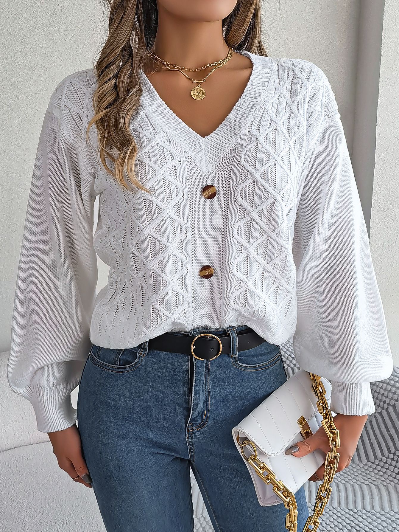 Knitwear Cardigan Sweatshirt Ladies Long Sleeve Tops T Shirt V Neck Women Pullover Sweater