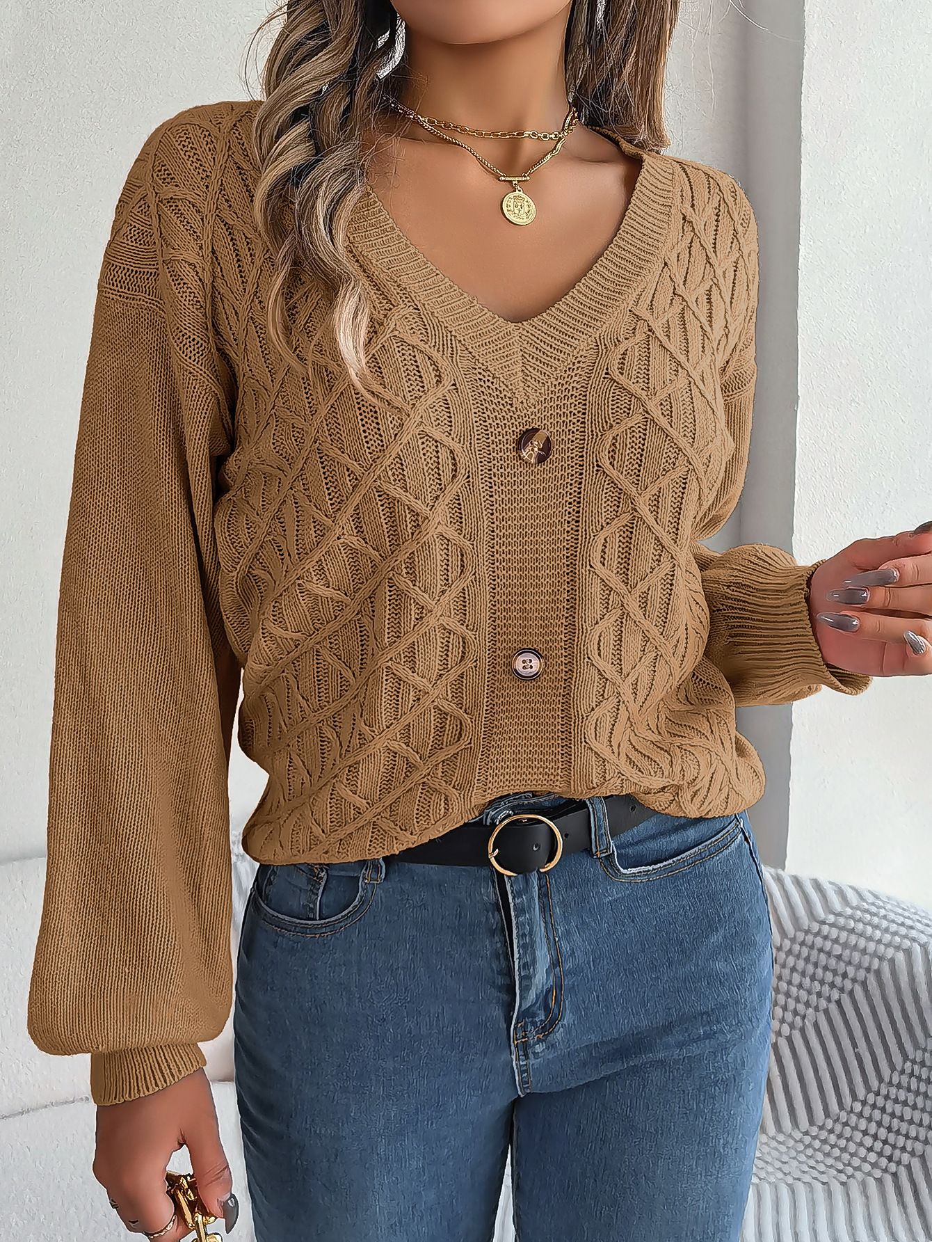 Knitwear Cardigan Sweatshirt Ladies Long Sleeve Tops T Shirt V Neck Women Pullover Sweater