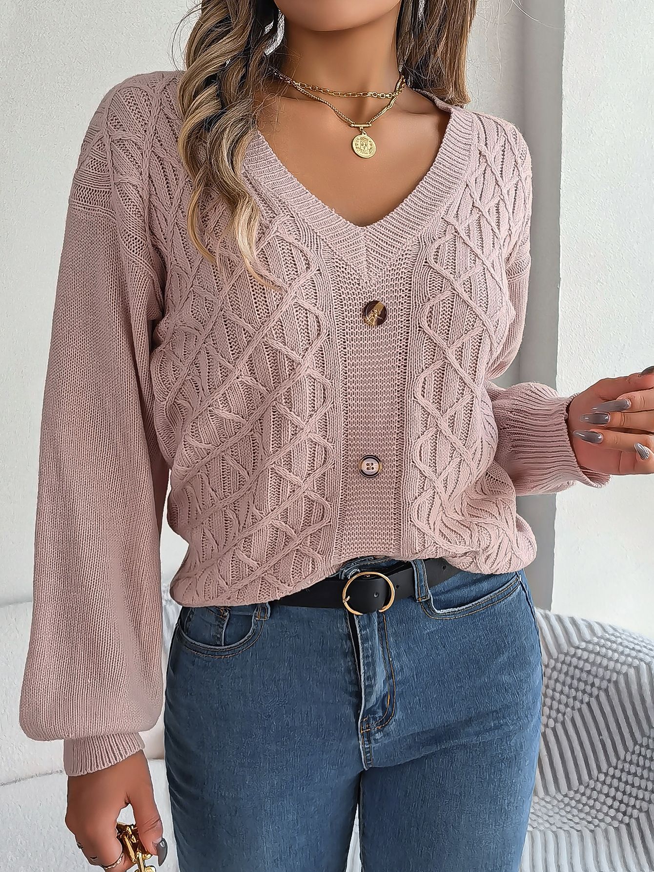 Knitwear Cardigan Sweatshirt Ladies Long Sleeve Tops T Shirt V Neck Women Pullover Sweater