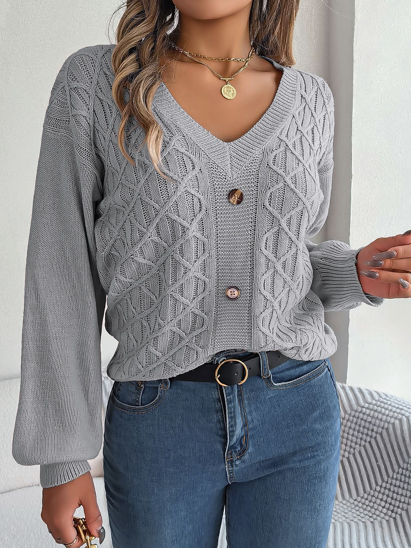 Knitwear Cardigan Sweatshirt Ladies Long Sleeve Tops T Shirt V Neck Women Pullover Sweater