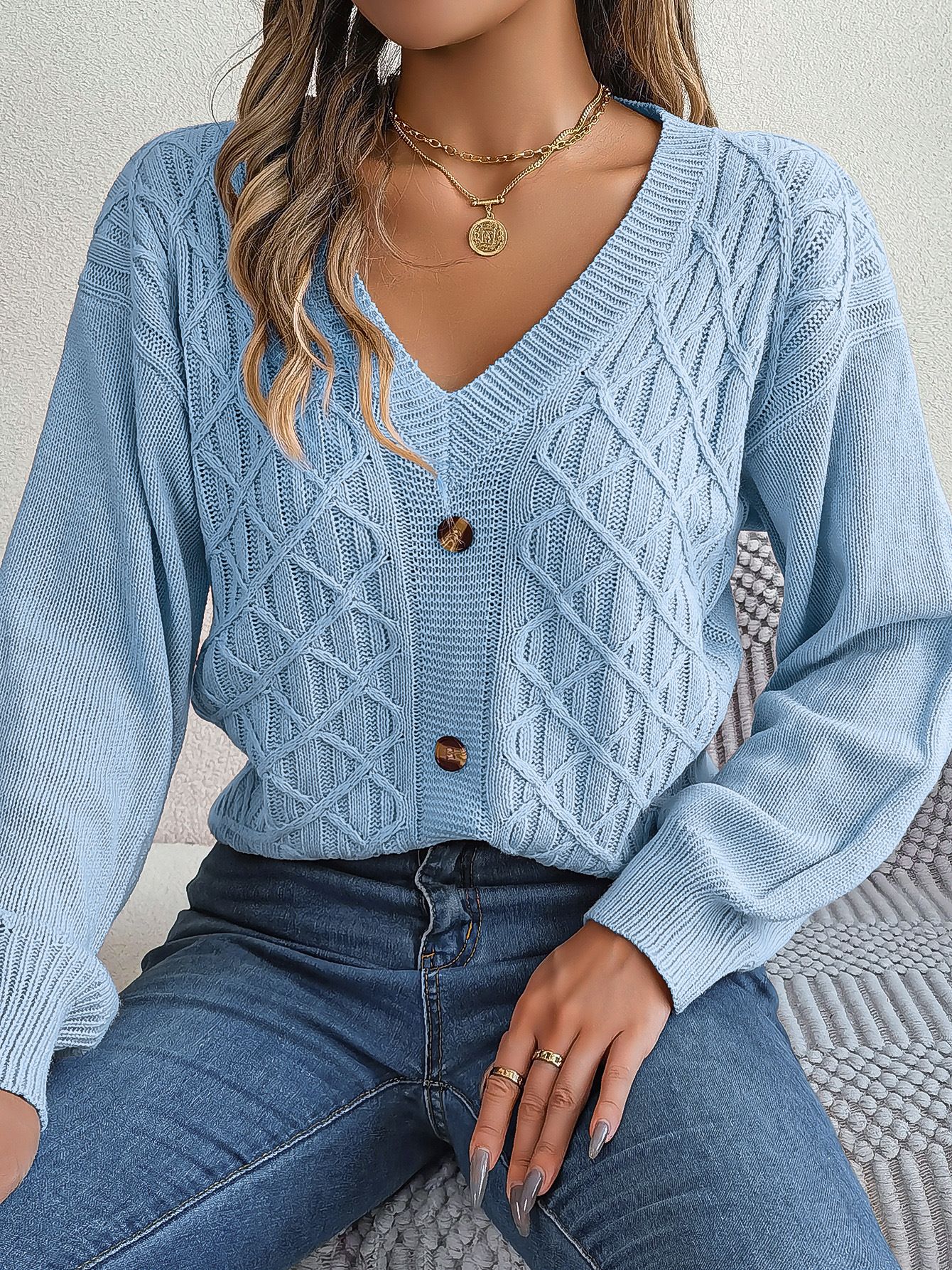 Knitwear Cardigan Sweatshirt Ladies Long Sleeve Tops T Shirt V Neck Women Pullover Sweater