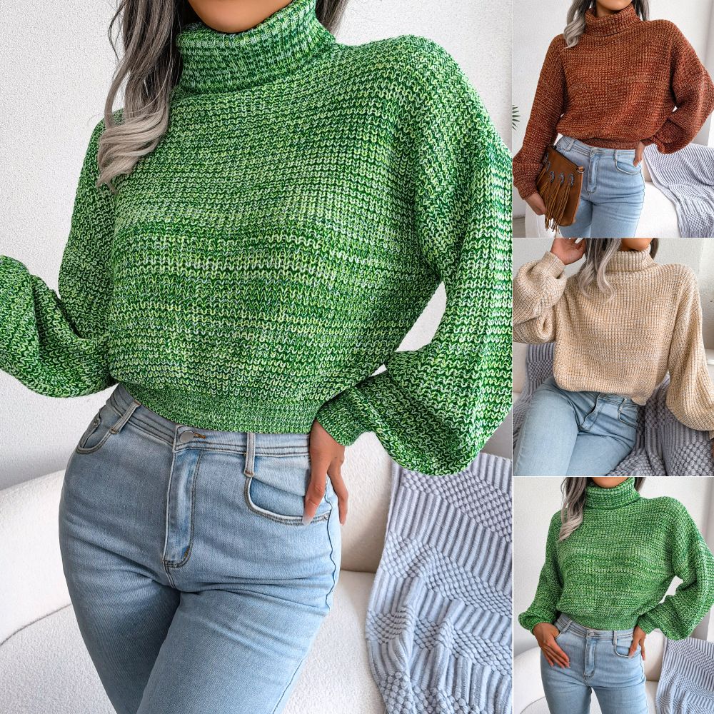 fashion women sweaters customized oversized pullover knitwear Turtleneck women's loose sweater