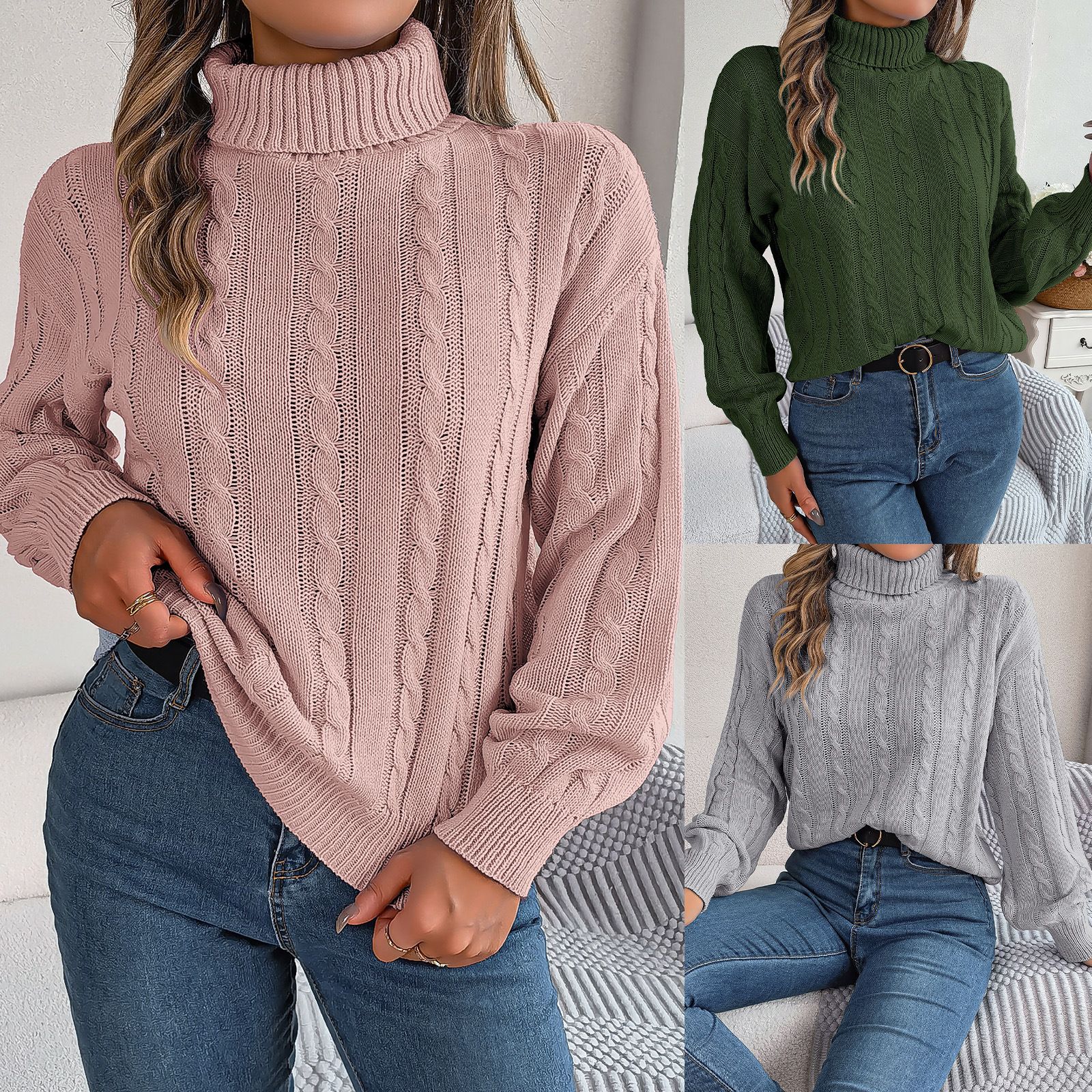 Oversized Pullover Casual Knitted Long Sleeve Boxy Fit Women Knitwear Sweater For Winter