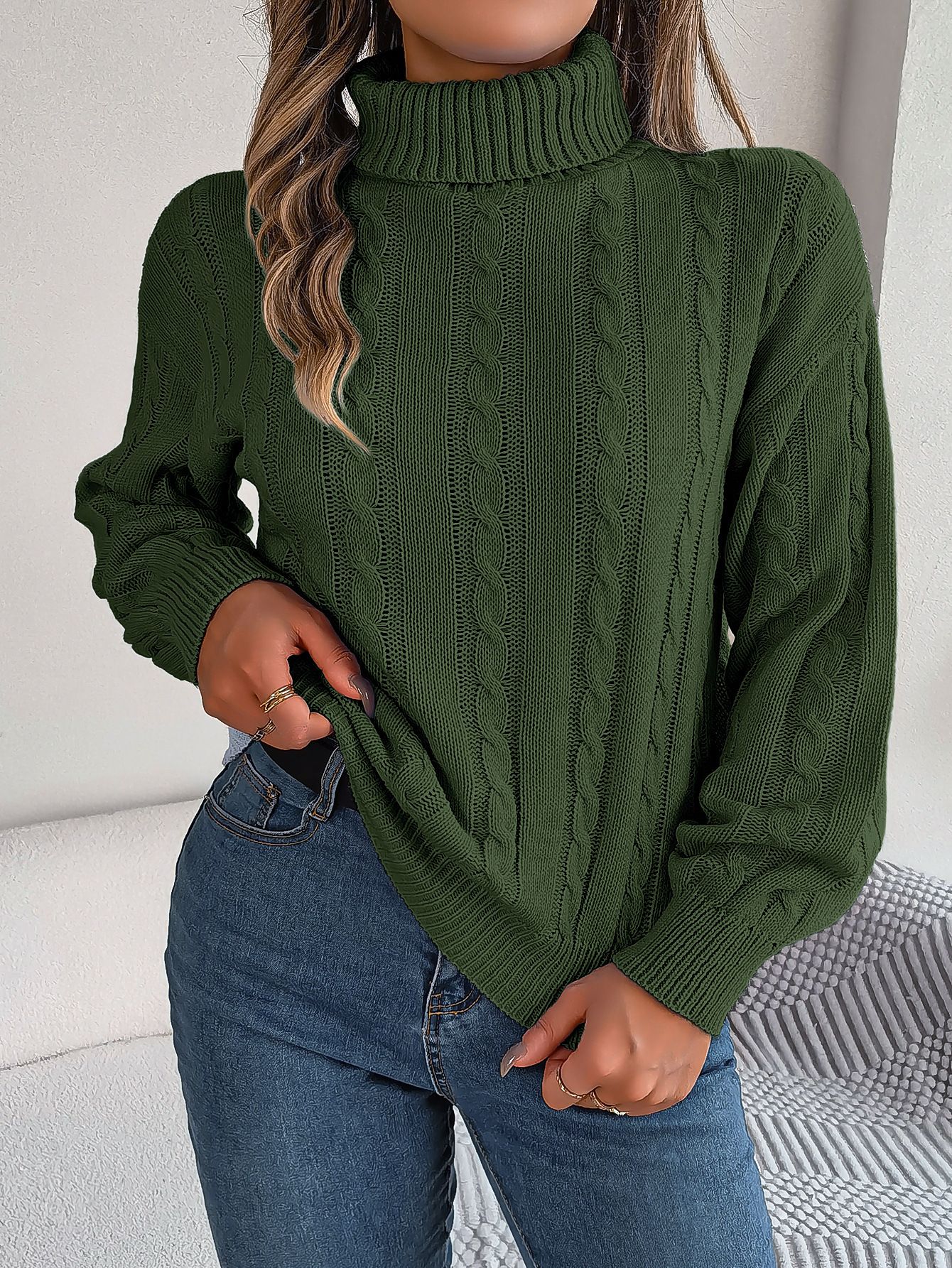 Oversized Pullover Casual Knitted Long Sleeve Boxy Fit Women Knitwear Sweater For Winter