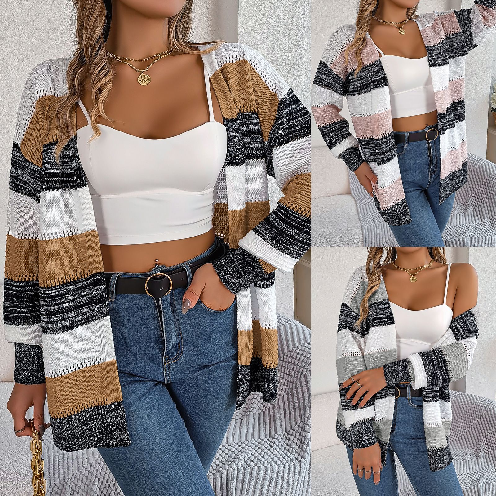 Wholesale New Popular Fashion Autumn Sweaters Knit Top Open-Front Long Sweater Women Woolen Cardigan Sweater