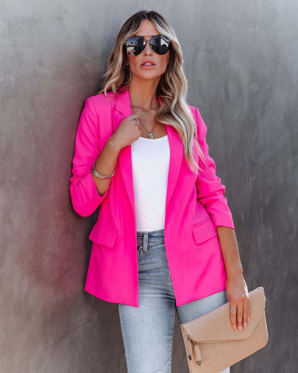 Spring Women City New Style Casual Slim Fit Open Front Long Sleeve Solid Color Work Office Jackets Blazer