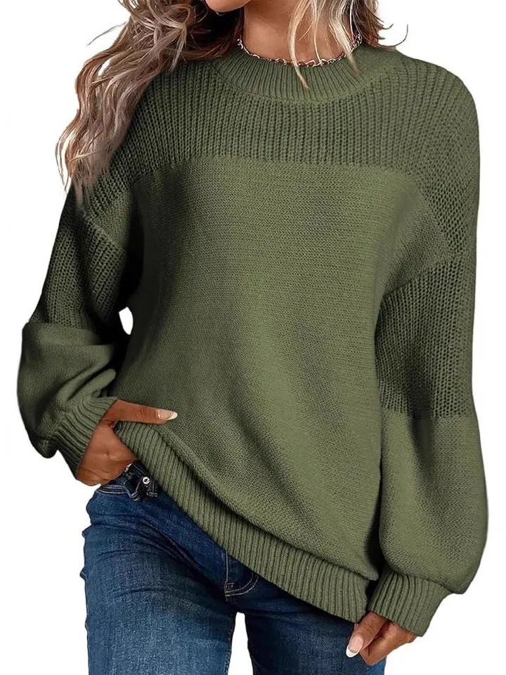 Sweater women's autumn and winter sweater loose solid color plus-size women's wear