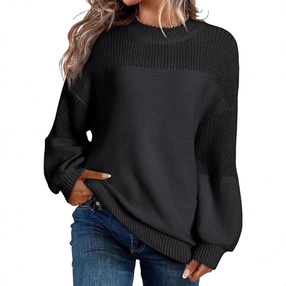 Sweater women's autumn and winter sweater loose solid color plus-size women's wear
