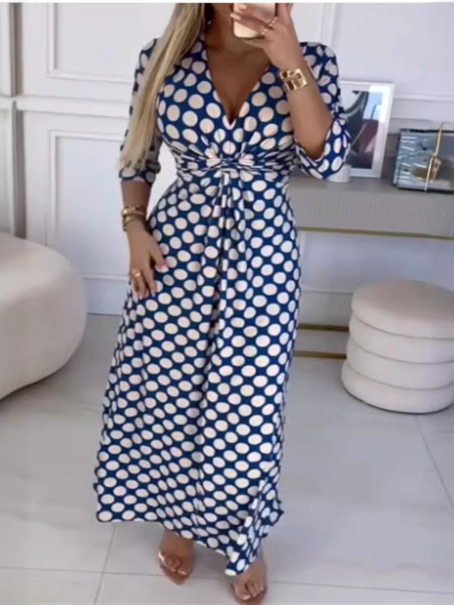 Cotton Print Short Sleeve Leg Side Open Dress Summer Beach Wear Dresses Block Print Long summer Dress