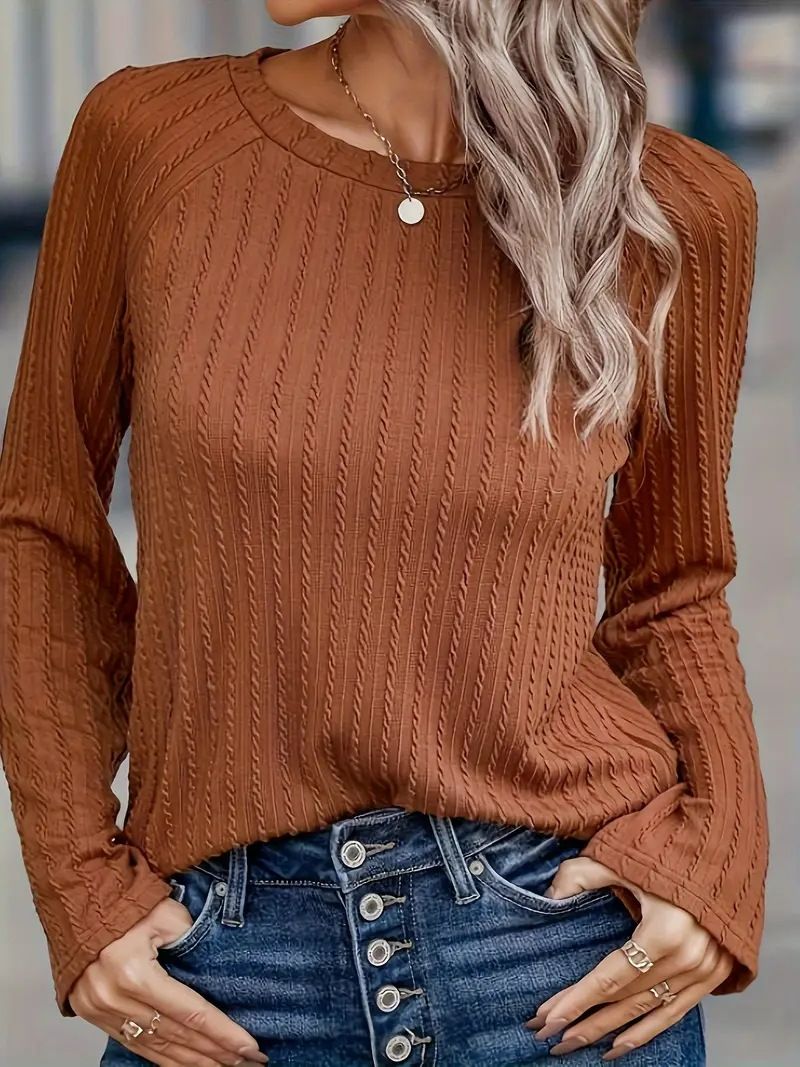 Long Sleeve Tops Fall Fashion Trendy T-Shirts Crewneck Casual Knit Basic Tees