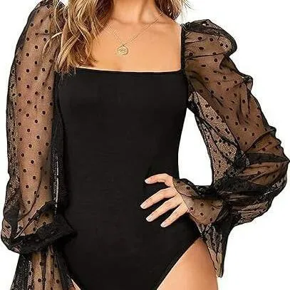 Women Body Suit Tummy Control Shapewear Bodysuit Square Neck Slimming Shapewear Tops Long Sleeve Going Out Outfits