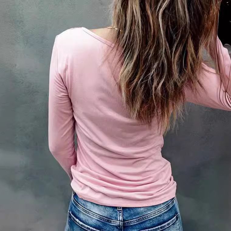 High Quality Custom Wholesale Ladies tshirts and Tops Latest Design White Long Sleeve Lady Top
