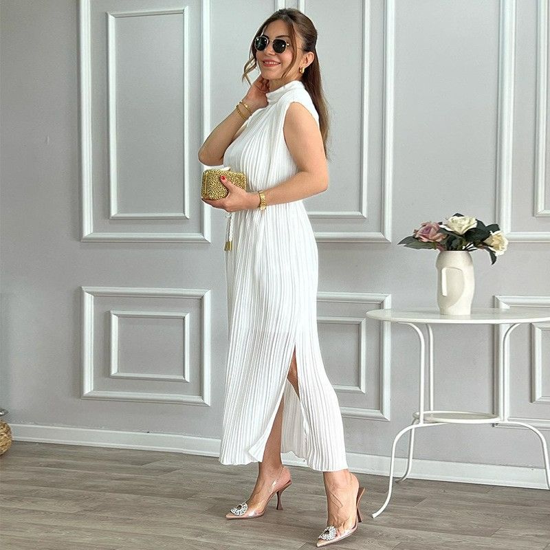 nice quality square neck French style women's dresses sleeveless elegant casual dress women's clothing
