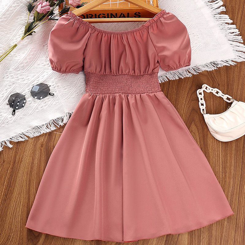 Clothing Dresses Boutique Girls' DressTeenage Children's Clothing Summer Short-Sleeved Large Princess Skirt Girls' Dresses Cute Party Dresses for Girls Elegant and Fashionable for Special Occasions