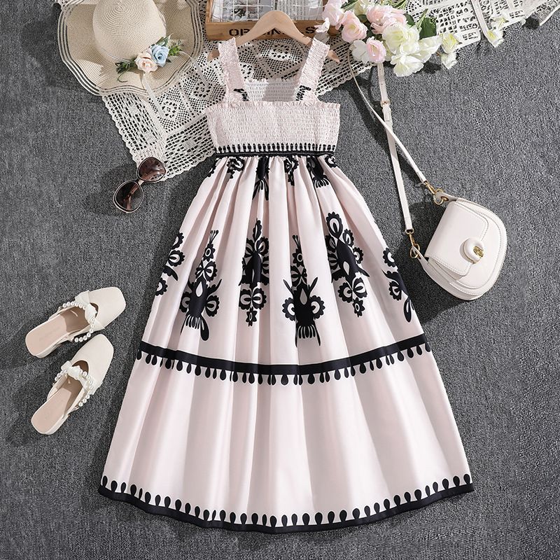 8-12 Years Big Children Clothes Kids Summer Floral Print Sling Dress Teen Girl Dresses Kids Clothing for Party Birthday