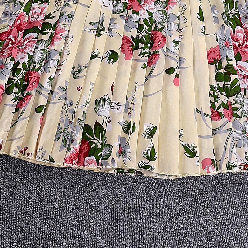 Sarah Girls' O-Neck Floral Printed Knee-Length A-Line Eco-Friendly Formal Summer Dress Children's Wear Kid Dress Flower Girl Dresses Kids Temperament Princess Dress for Girls Kid Clothes,Girl Clothes
