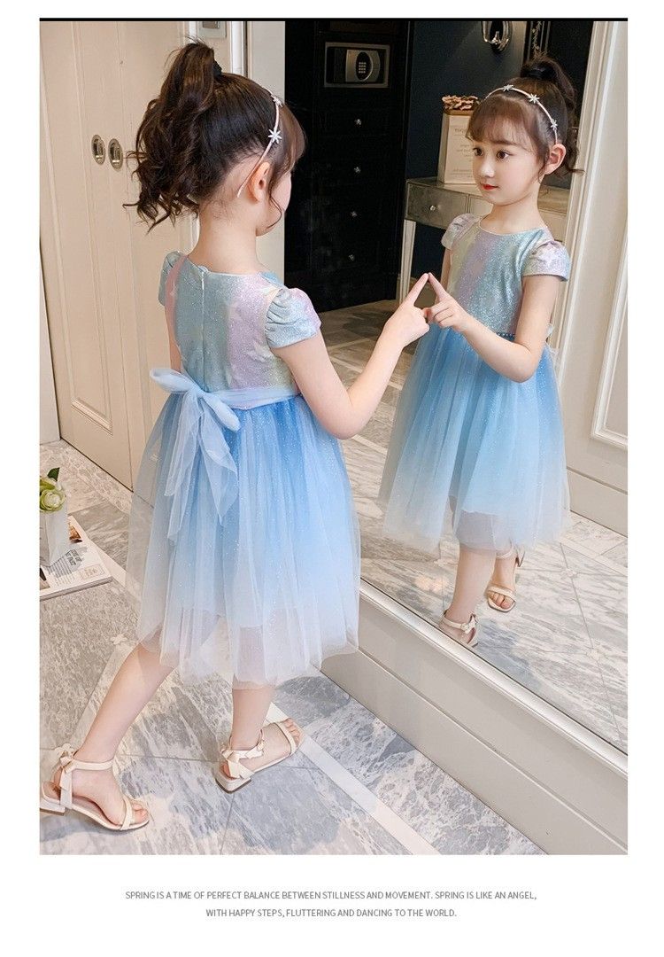 Girls Summer Dress Cartoon Pattern Knee-Length Sweet Style Princess Design Cotton Children's Clothing Summer Floral Print Sling Dress Teen Girl Dresses Kids Clothing for Party Birthday