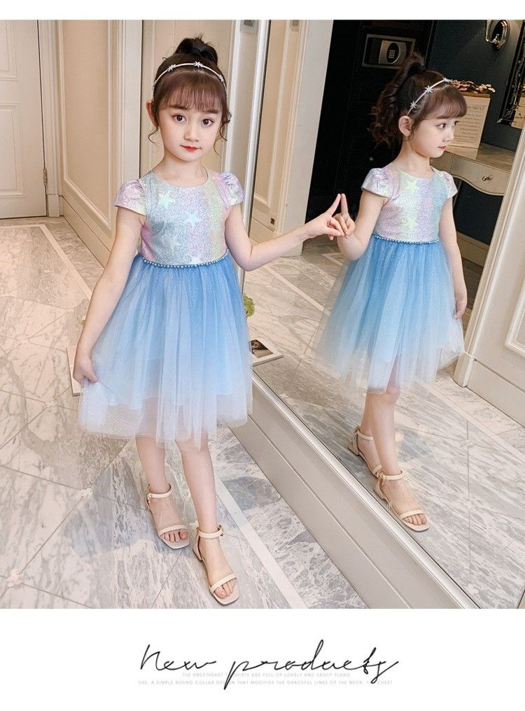 Girls Summer Dress Cartoon Pattern Knee-Length Sweet Style Princess Design Cotton Children's Clothing Summer Floral Print Sling Dress Teen Girl Dresses Kids Clothing for Party Birthday