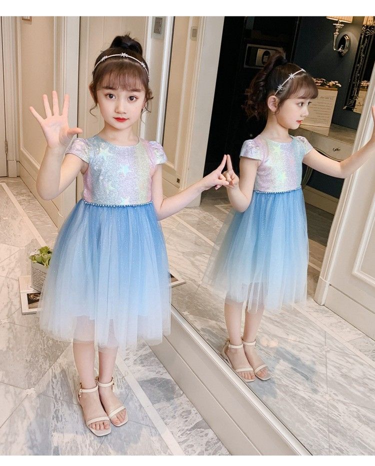 Girls Summer Dress Cartoon Pattern Knee-Length Sweet Style Princess Design Cotton Children's Clothing Summer Floral Print Sling Dress Teen Girl Dresses Kids Clothing for Party Birthday